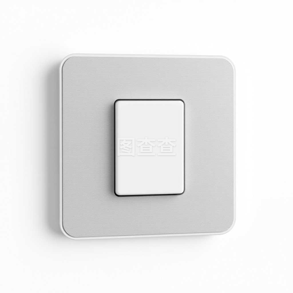 空白,銀色,電源開關按鈕。角度視圖。3d